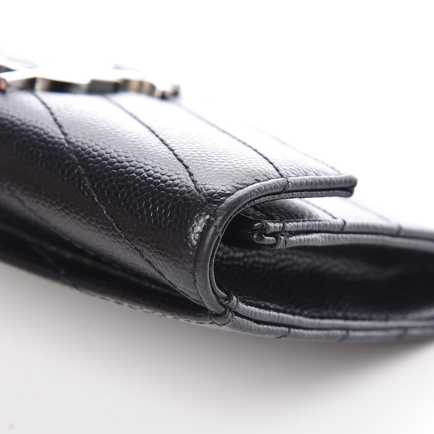 Grain De Poudre Matelasse Chevron Small Monogram Envelope Wallet Black