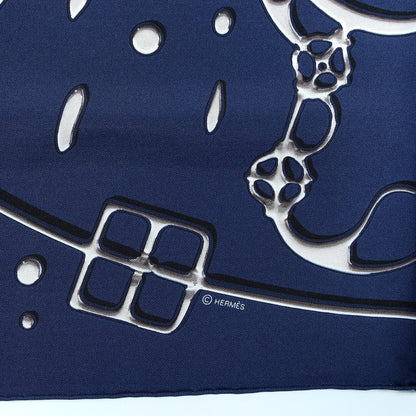 Hermes Silk Cheval Fusion Scarf 90 Marine Gris Argent 3 of 5