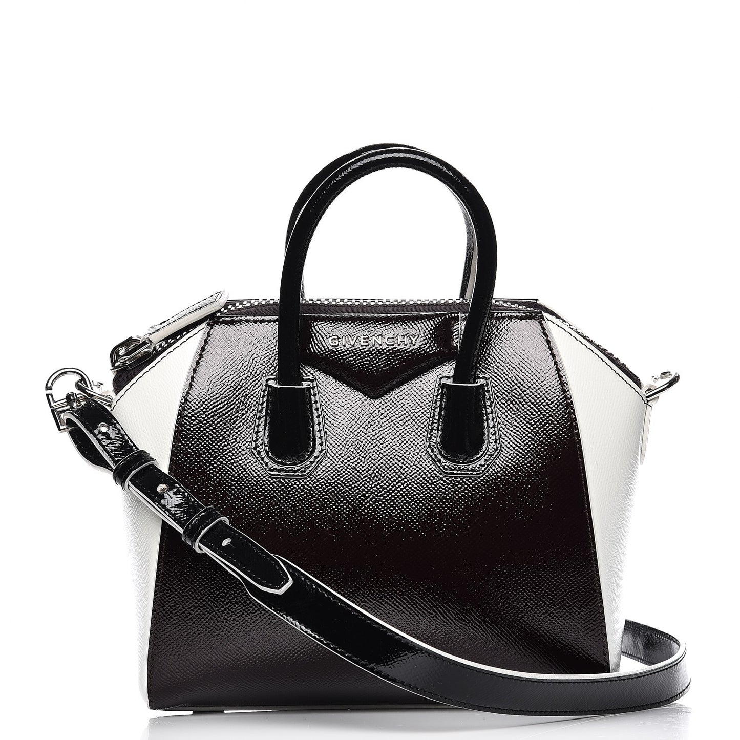 Patent Mini Tri-Color Antigona Black White Brown