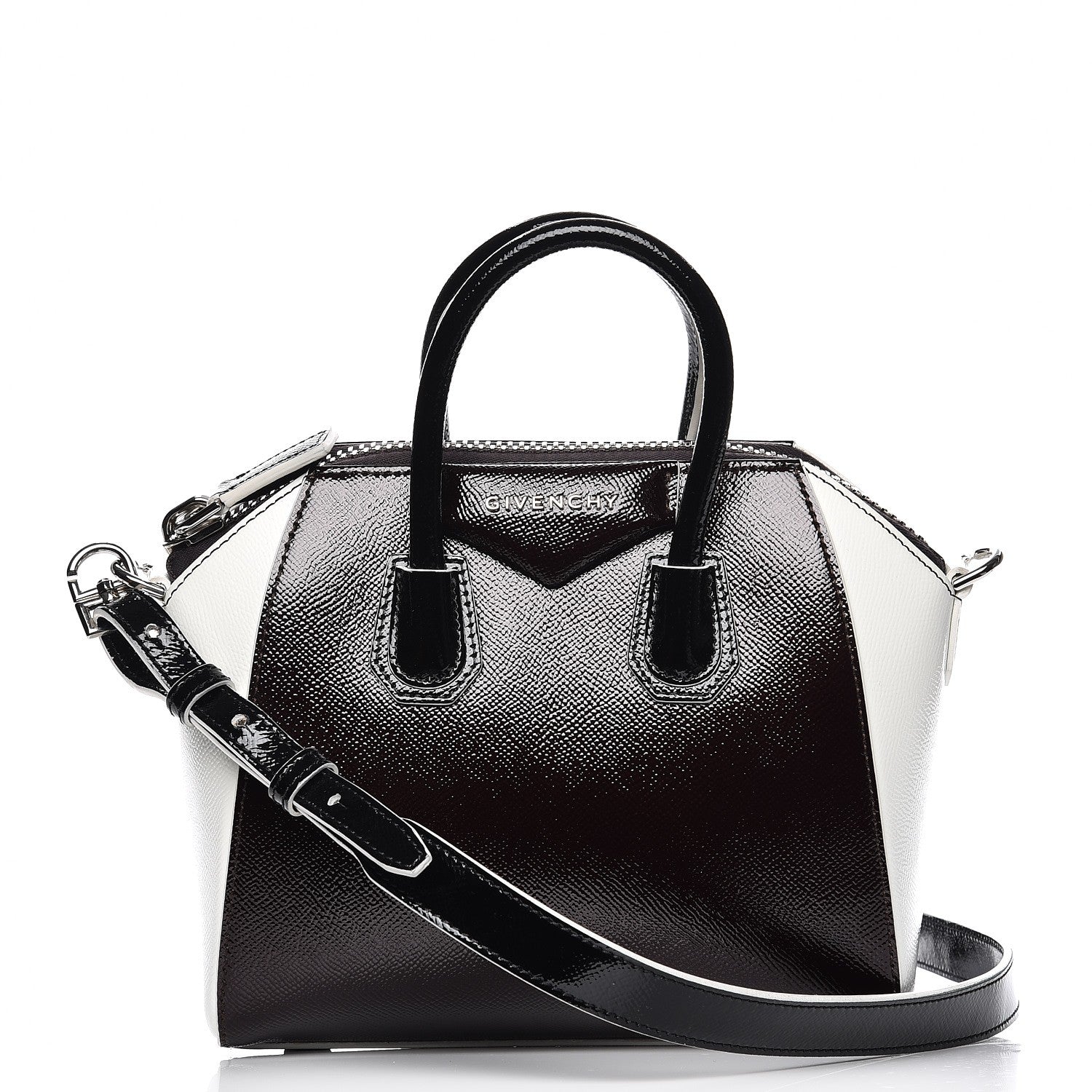 Givenchy Patent Mini Tri-Color Antigona Black White Brown 1 of 9