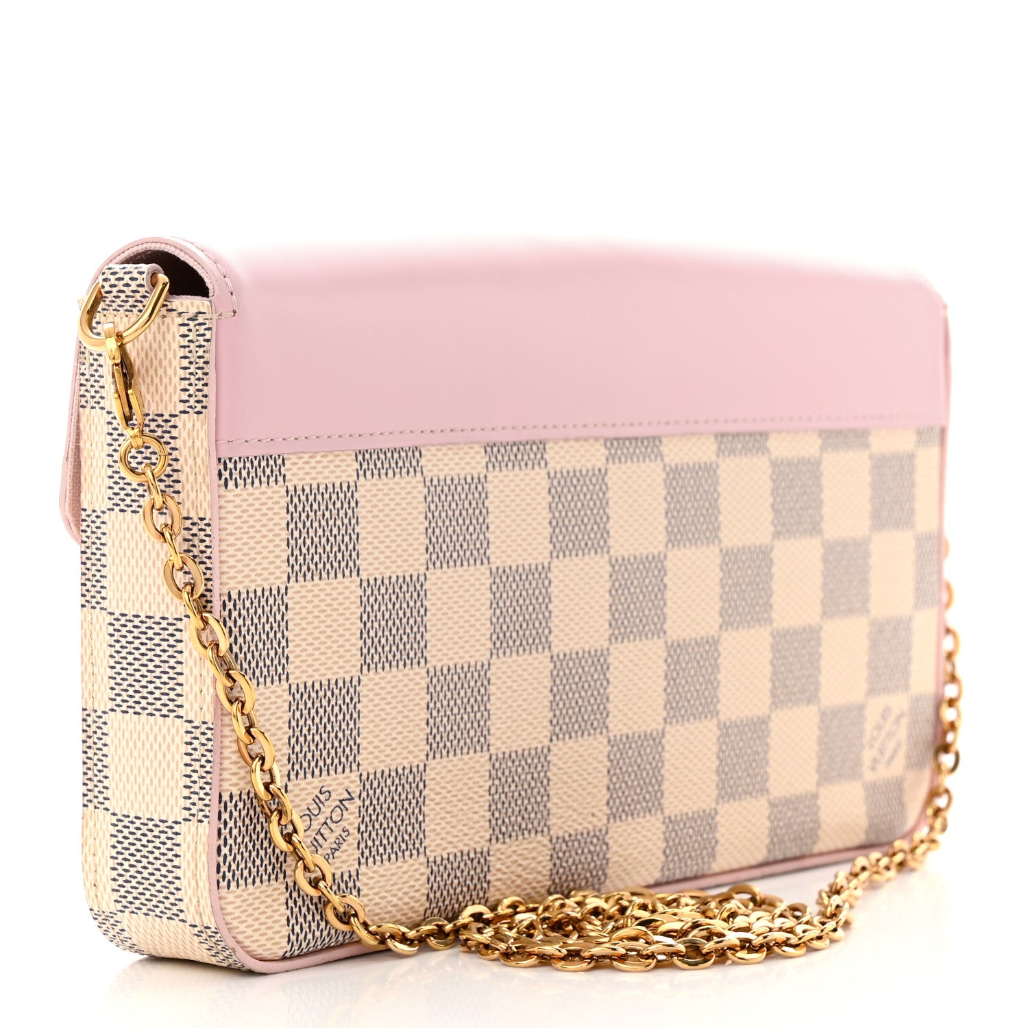 Louis Vuitton Damier Azur Calfskin Pochette Felicie Eau De Rose 4 of 11