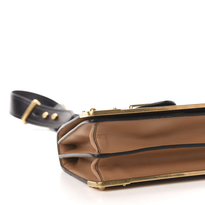 Prada City Calfskin Saffiano Cahier Bag Caramel Black 7 of 9