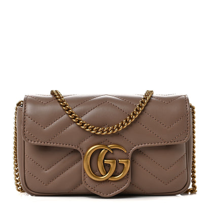 Gucci Calfskin Matelasse Super Mini GG Marmont Shoulder Bag Porcelain Rose 1 of 7