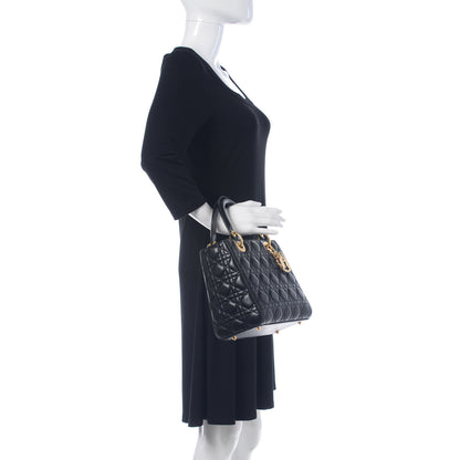 Christian Dior Lambskin Cannage Medium Lady Dior Black 2 of 11