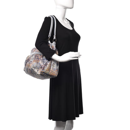 Fendi Zucca Vitello Lizard Embossed Large Chef Shopper Tote Celeste Multicolor Polvere 2 of 9