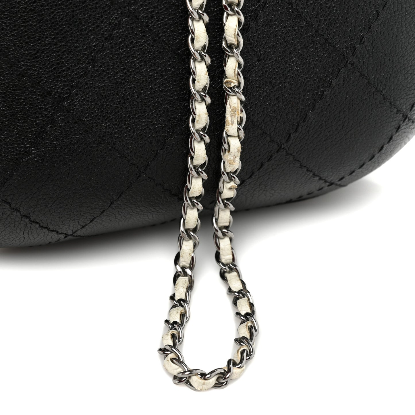 Aged Calfskin Quilted Small Gabrielle Bucket White Black