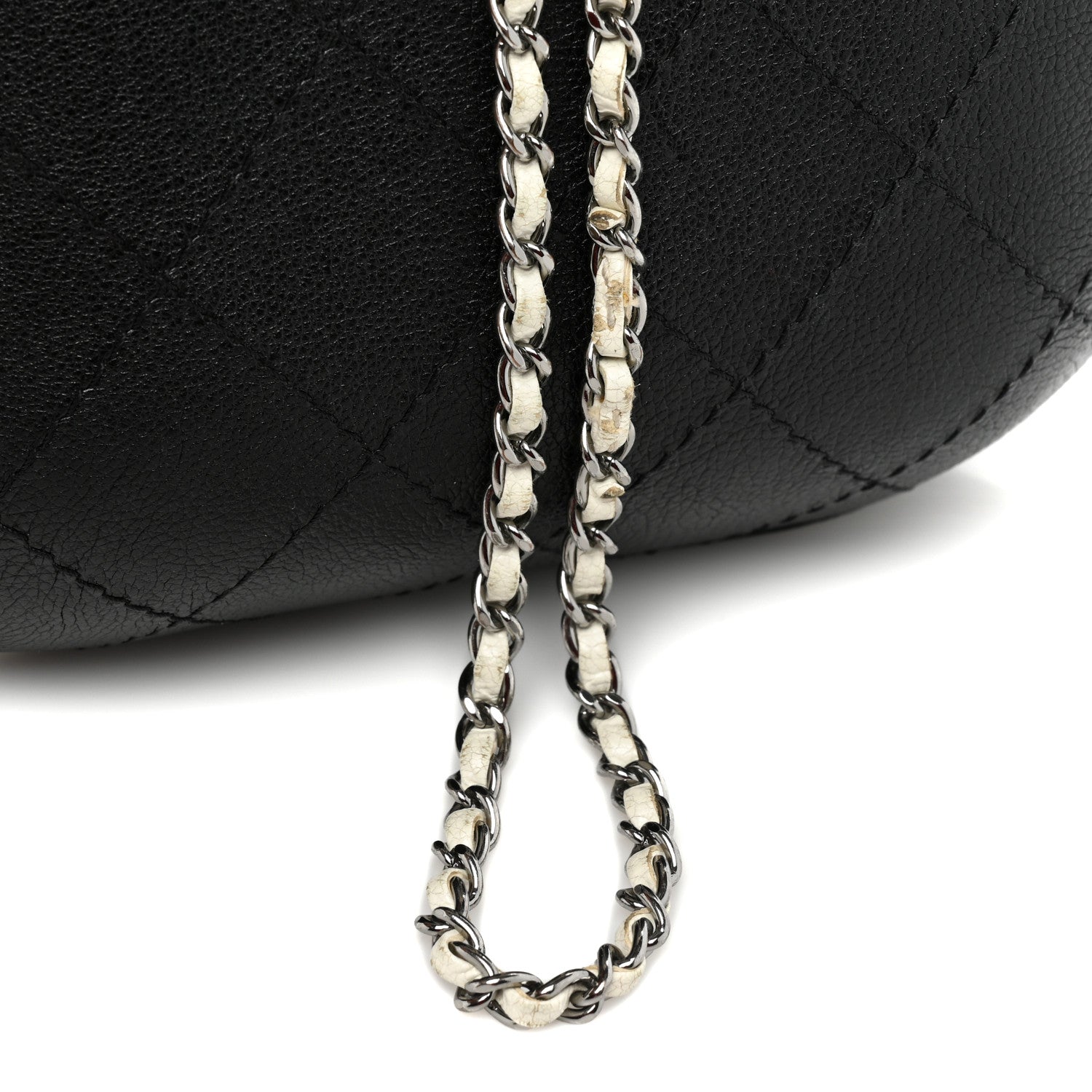Chanel Aged Calfskin Quilted Small Gabrielle Bucket White Black 12 of 12