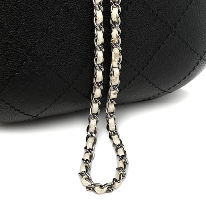 Chanel Aged Calfskin Quilted Small Gabrielle Bucket White Black 12 of 12