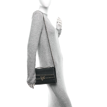Valentino Garavani Grainy Calfskin Rockstud Double Flap Crossbody Bag Black 2 of 9