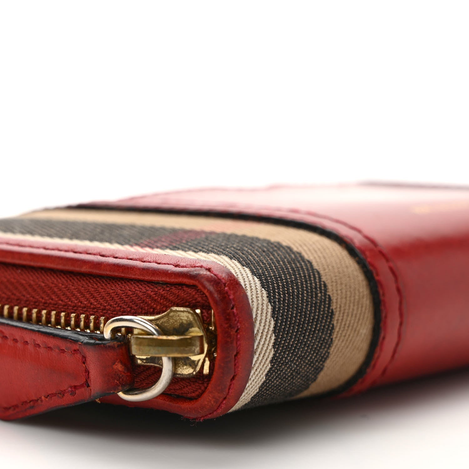 Burberry House Check Large Sartorial Ziggy Zip Around Wallet Military Red 6 of 10