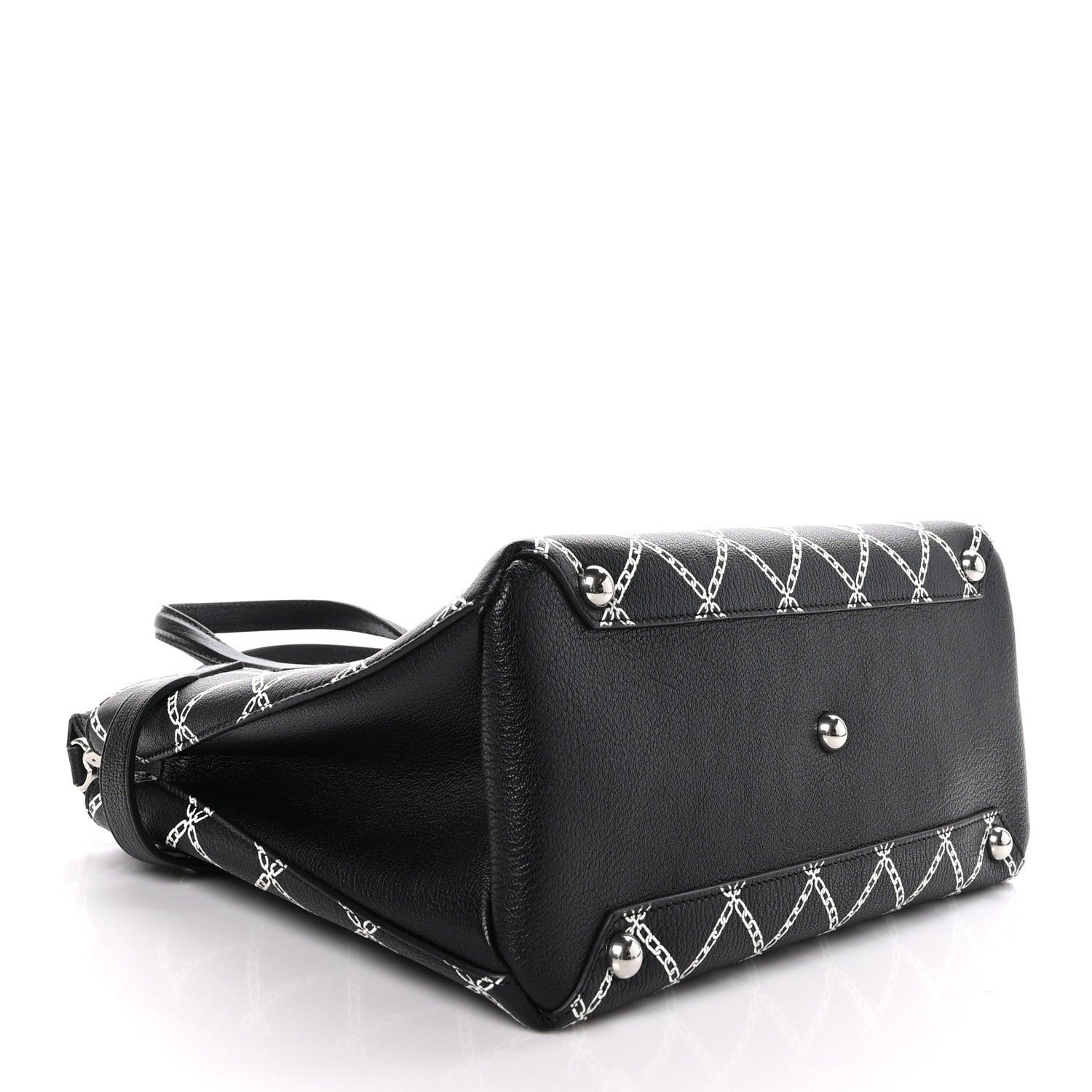 Burberry Goatskin Chain Print Medium Banner Tote Black 4 of 9