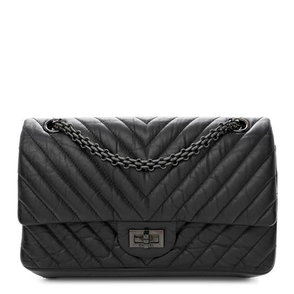 Chanel Aged Calfskin Chevron Quilted 2.55 Reissue 225 Flap So Black 1 of 14