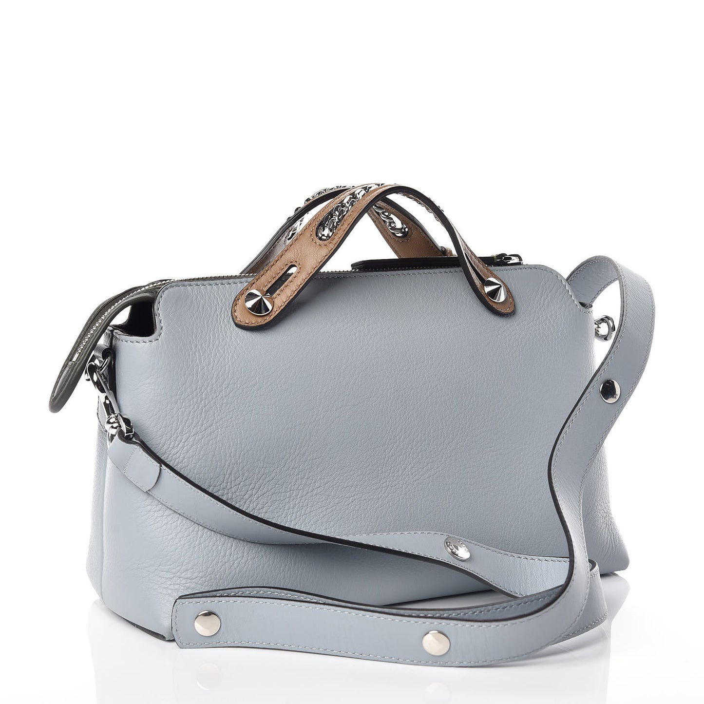 Vitello Dolce Chain Medium By The Way Boston Bag Azzurro Polvere Sand