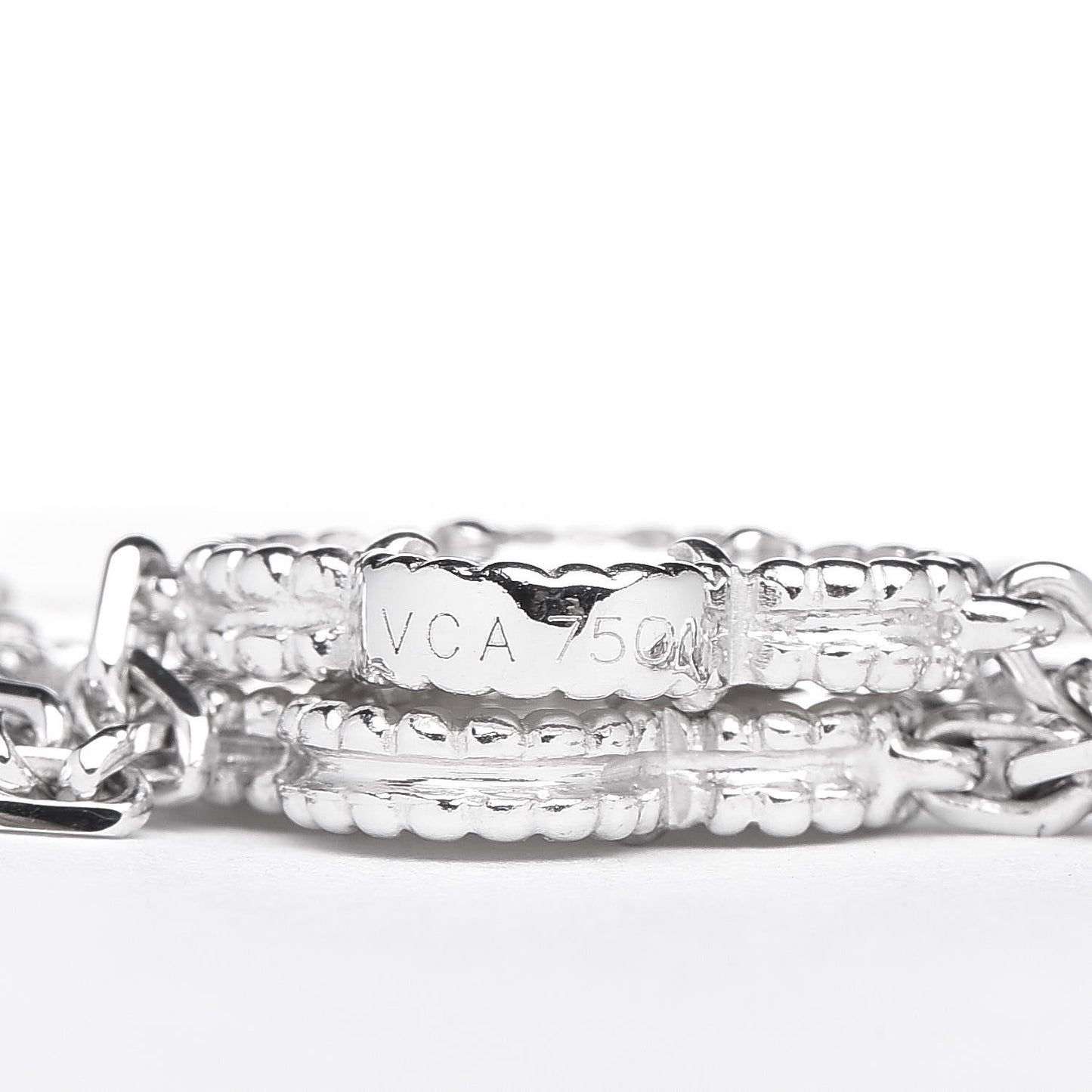 18K White Gold Mother of Pearl 5 Motifs Vintage Alhambra Bracelet