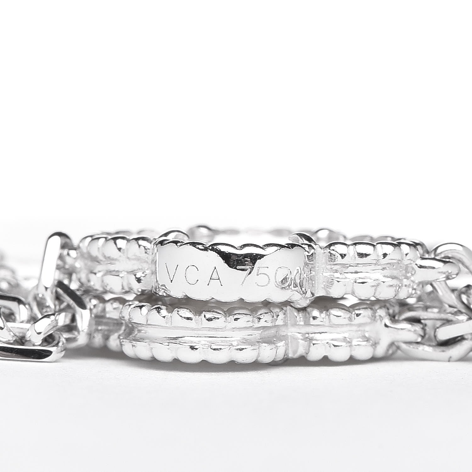 Van Cleef & Arpels 18K White Gold Mother of Pearl 5 Motifs Vintage Alhambra Bracelet 4 of 5