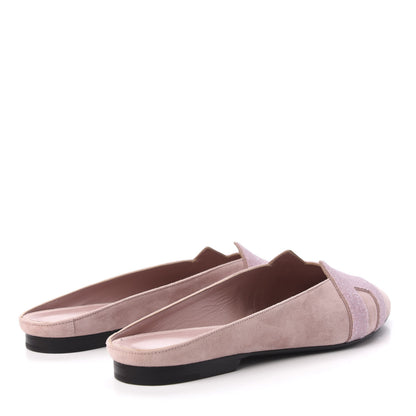 Hermes Suede Goatskin Crystal Roxane Mules 37.5 Rose 4 of 11