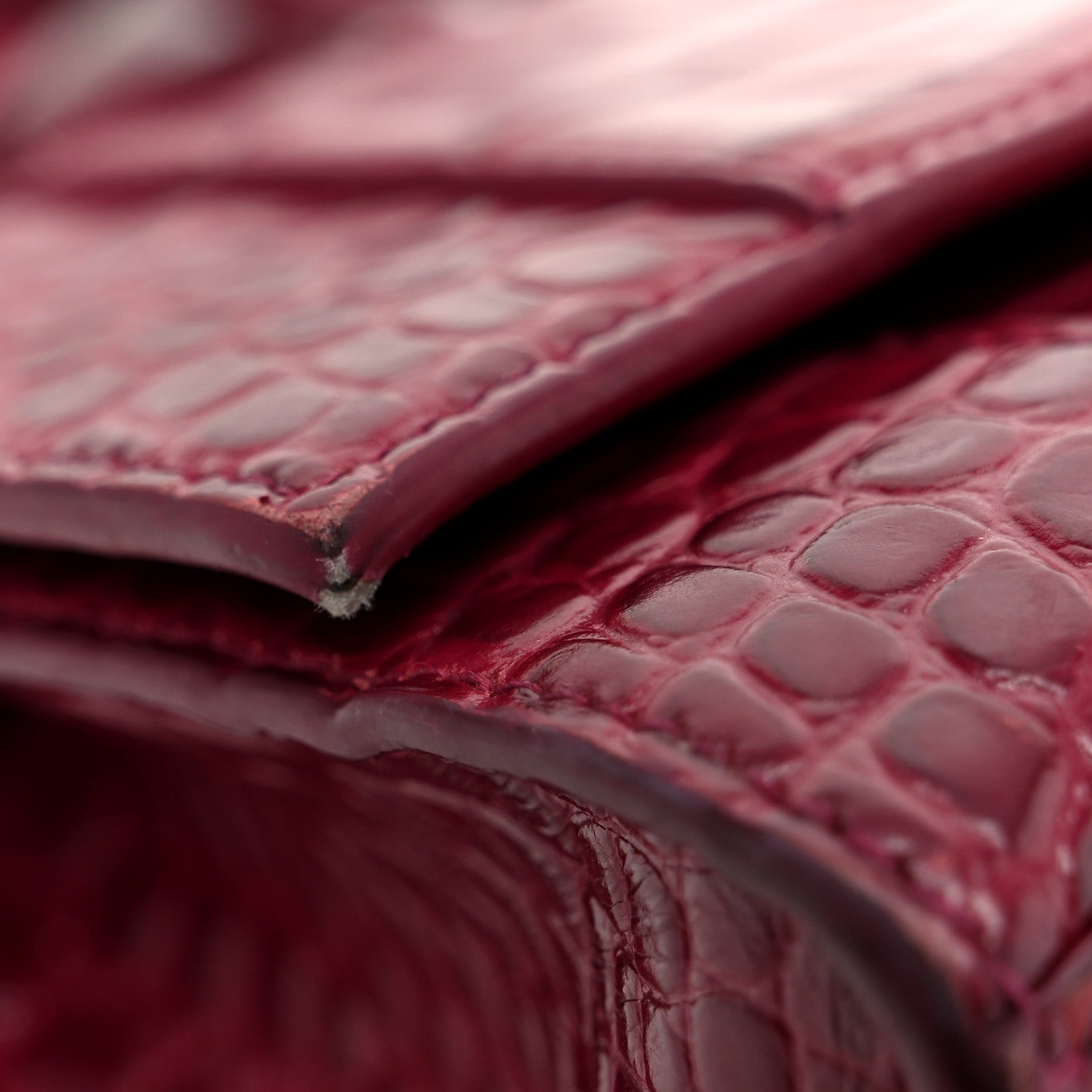 Balenciaga Shiny Calfskin Crocodile Embossed Small Hourglass Top Handle Bag Raspberry 12 of 12