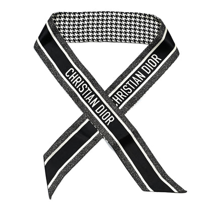 Christian Dior Silk Houndstooth Mitzah Scarf Black White 1 of 3