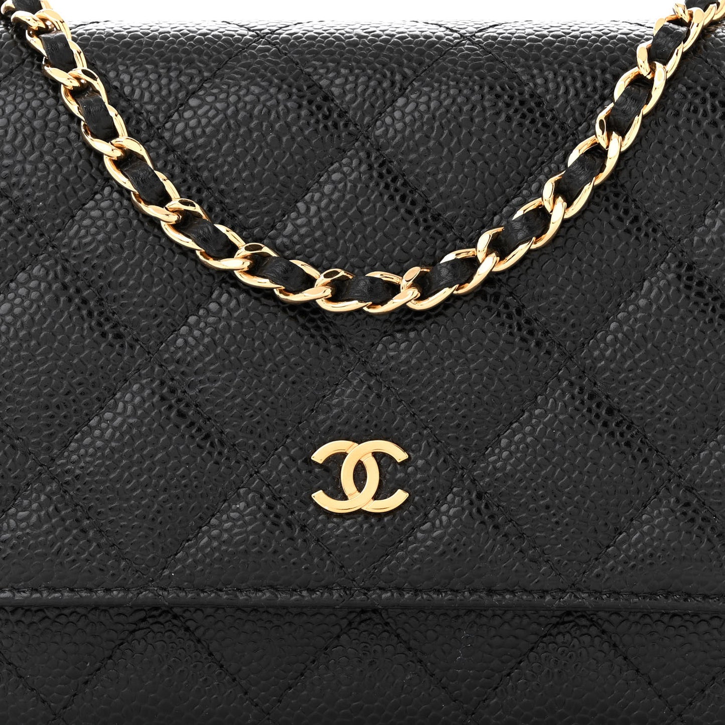Caviar Quilted Wallet On Chain WOC Black