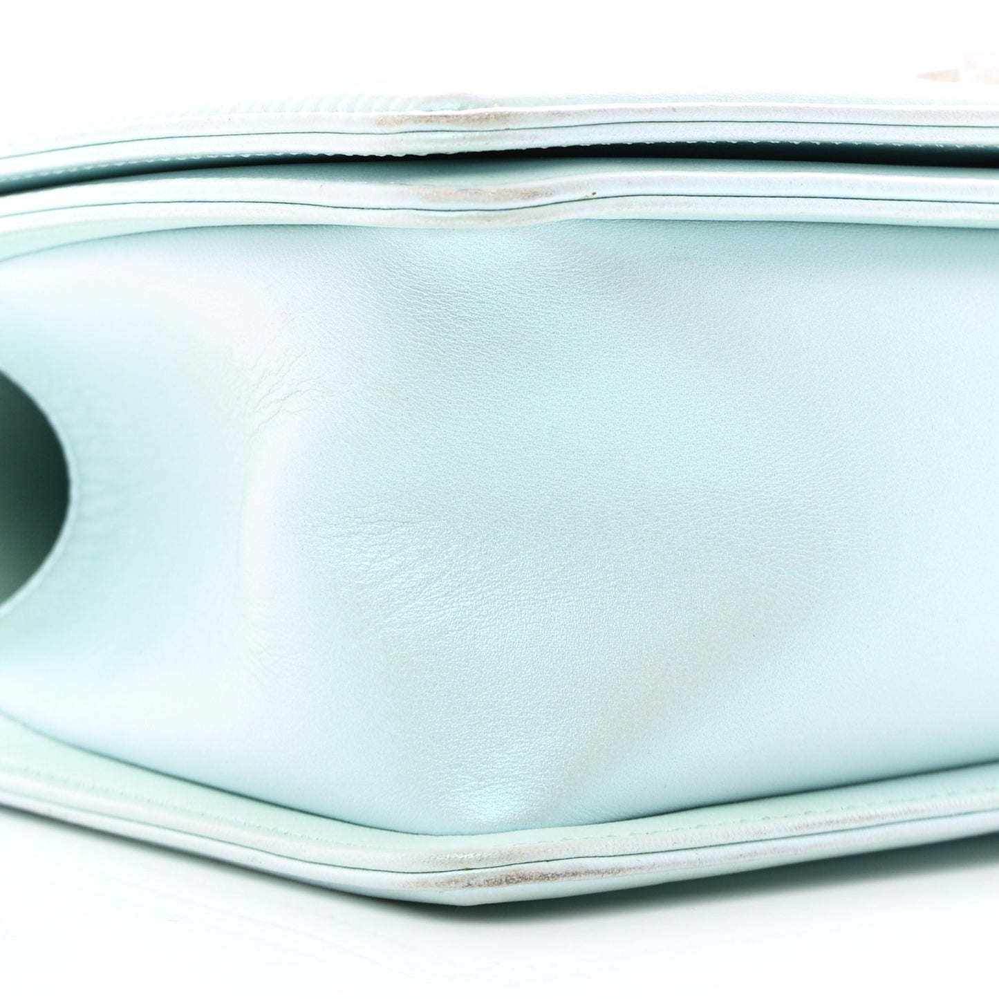 Iridescent Lambskin Chevron Quilted Medium Boy Flap Turquoise