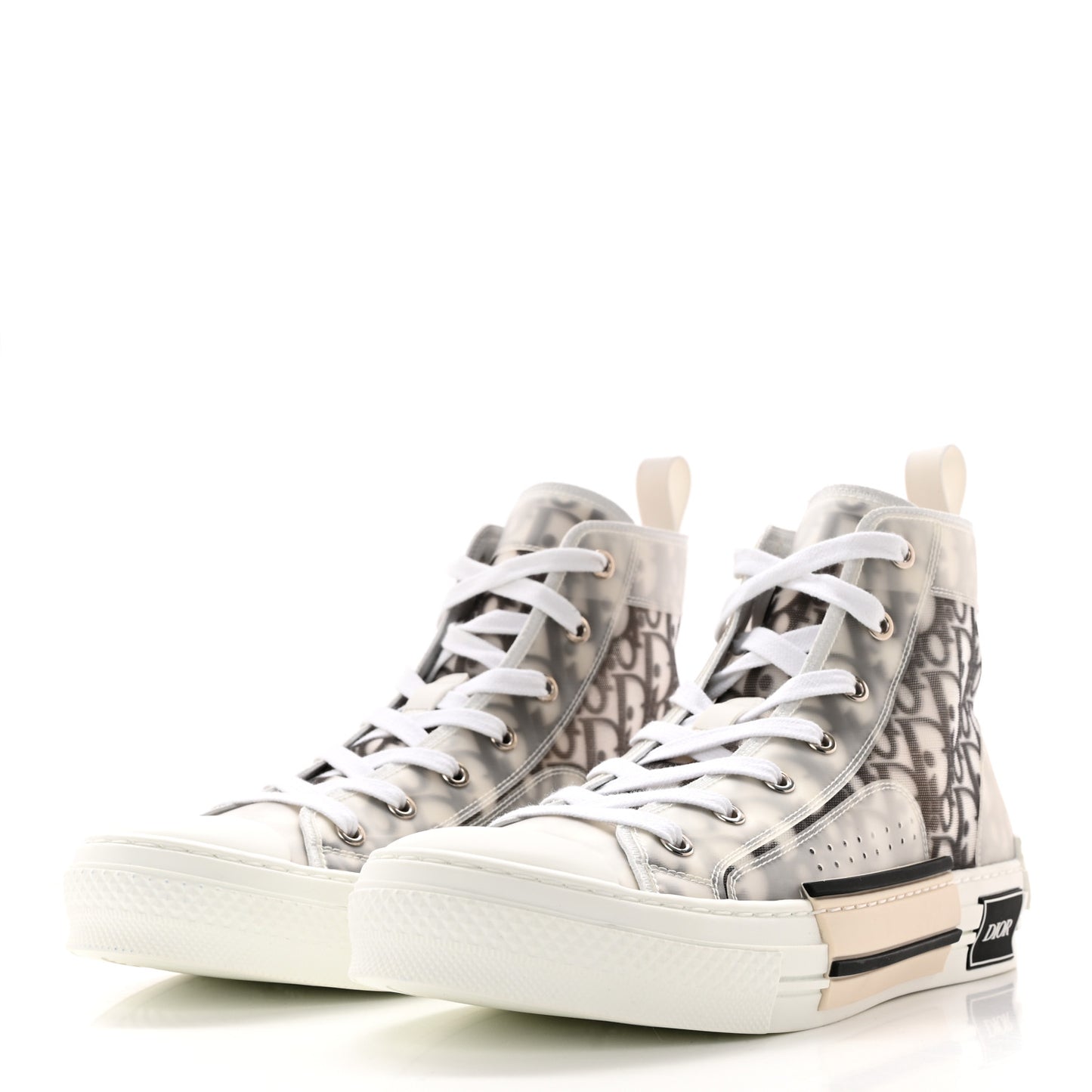 Technical Canvas Oblique B23 High Top Sneakers 40 White Black