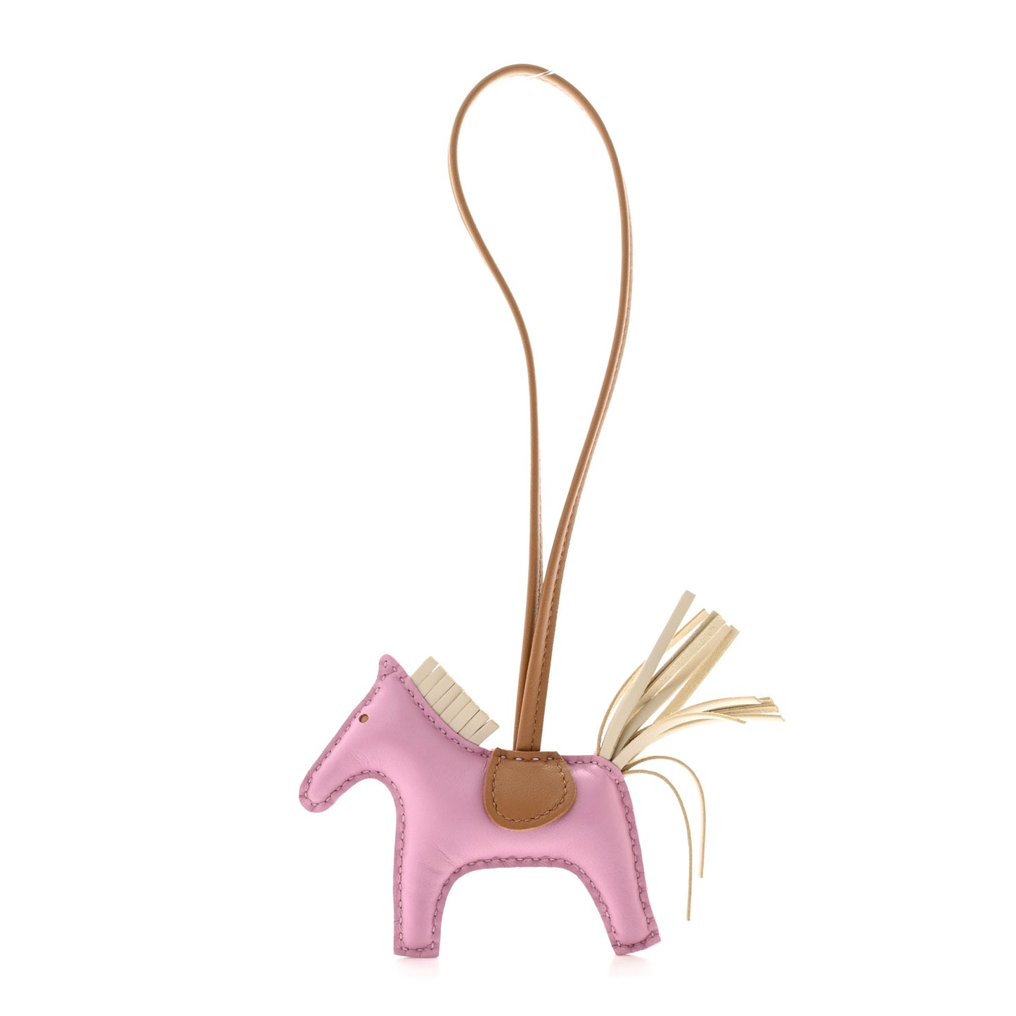Milo Lambskin Grigri Rodeo Horse Bag Charm PM Mauve Sylvestre Craie Chai