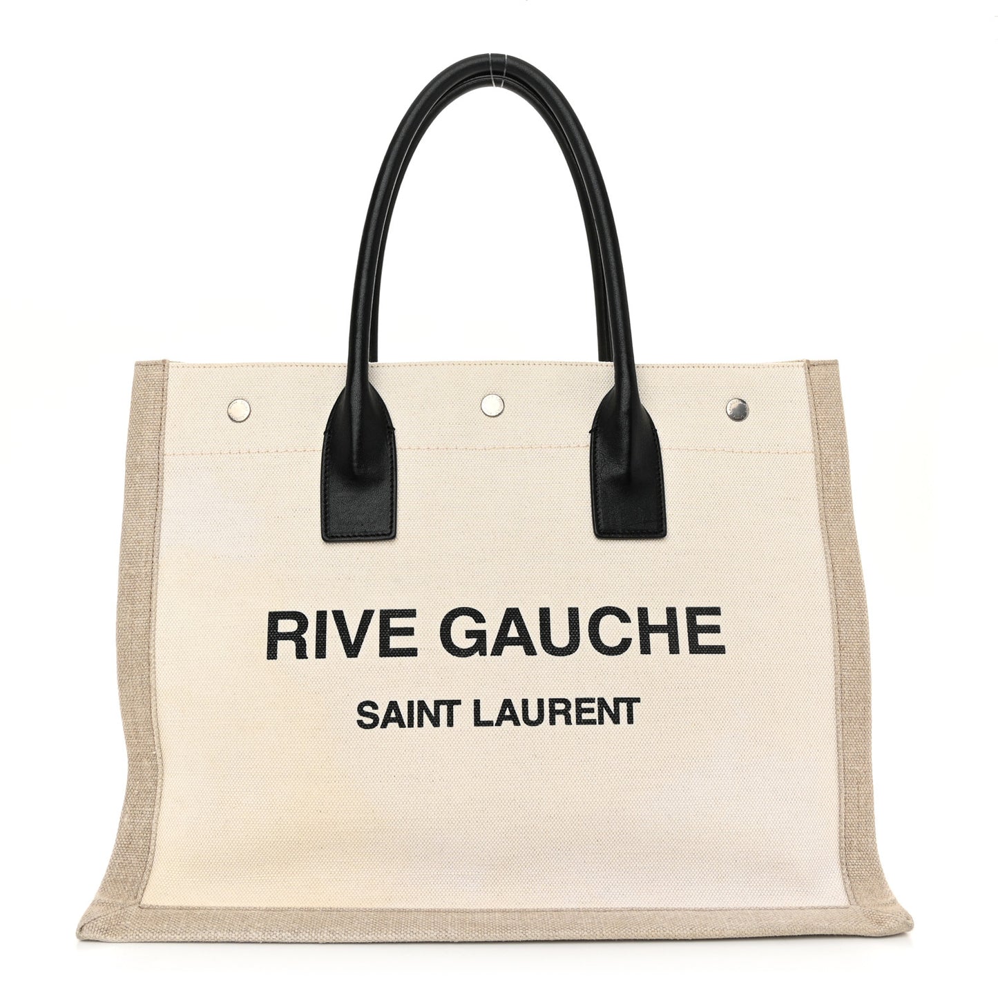 Linen Calfskin Small Rive Gauche Tote Greggio Natural