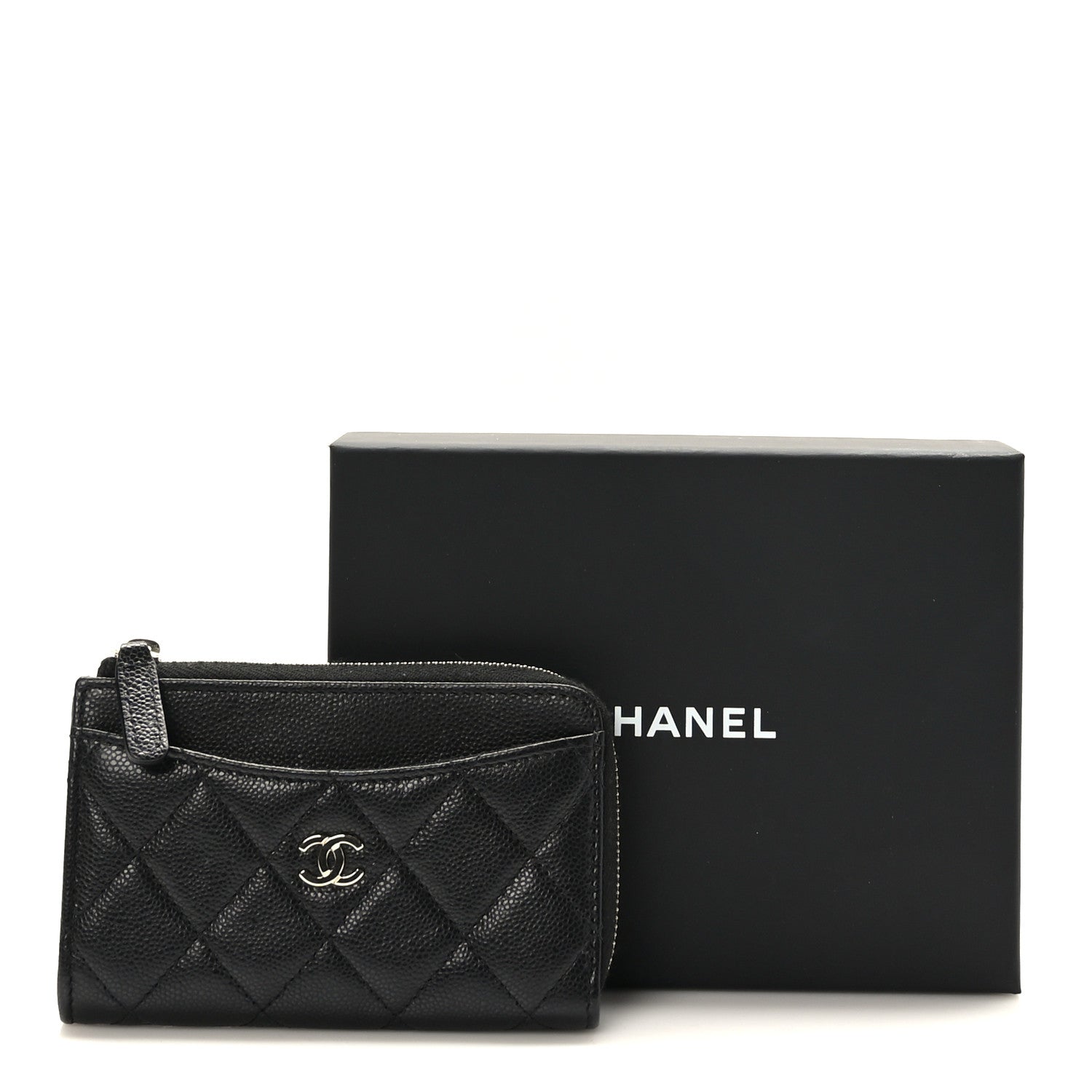 Chanel Caviar Quilted CC Zip Around Card Holder Black 9 of 9