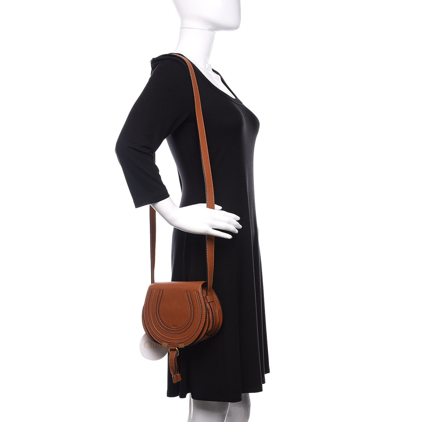 Calfskin Mini Marcie Round Crossbody Bag Tan