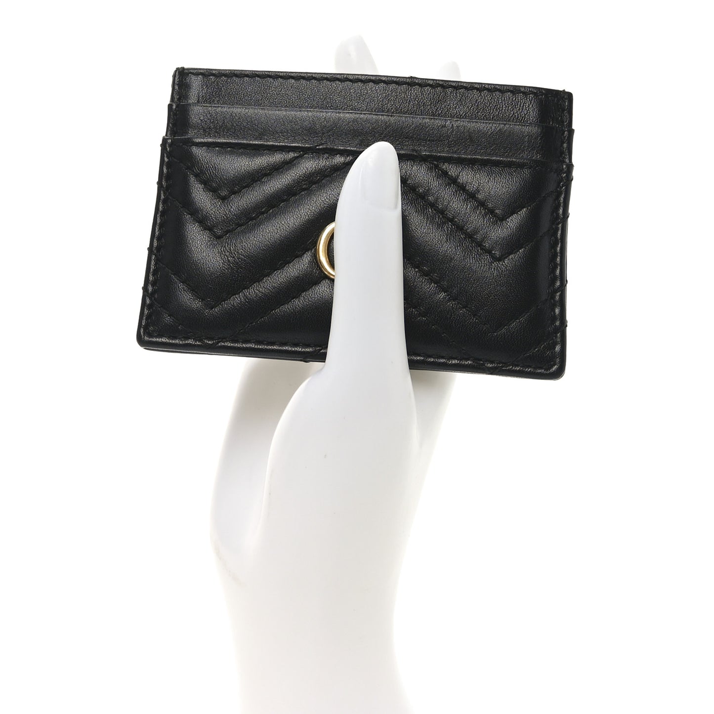 Calfskin Matelasse GG Marmont Card Holder Black