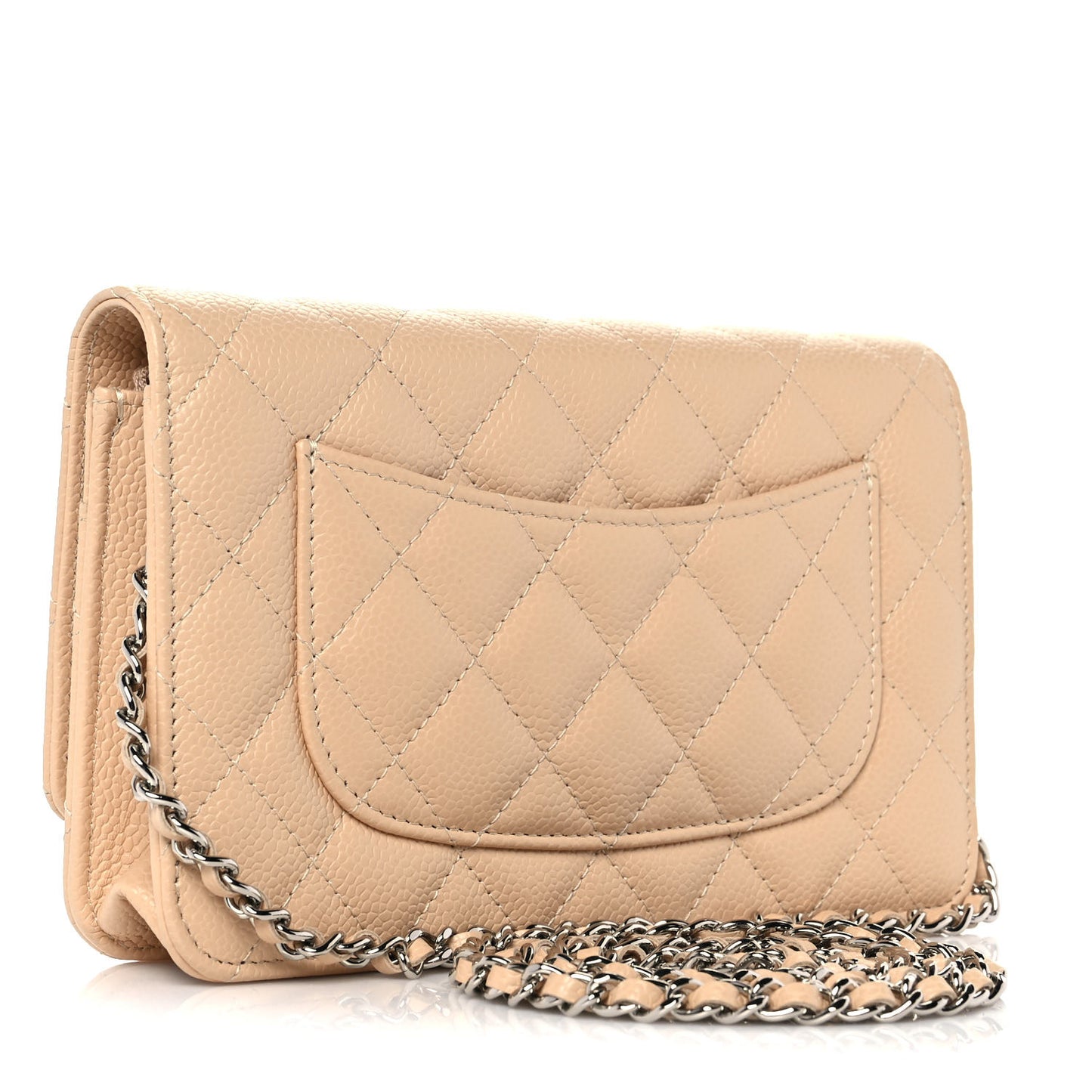 Caviar Quilted Wallet On Chain WOC Beige