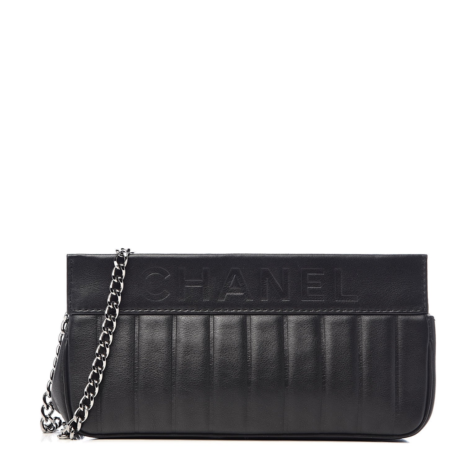 Chanel Lambskin Vertical Quilted Logo Shoulder Bag Black 1 of 11
