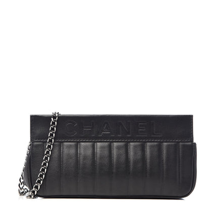 Chanel Lambskin Vertical Quilted Logo Shoulder Bag Black 1 of 11