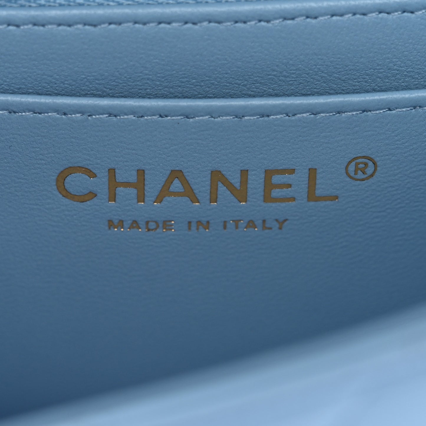 Lambskin Quilted Mini Rectangular Flap Light Blue