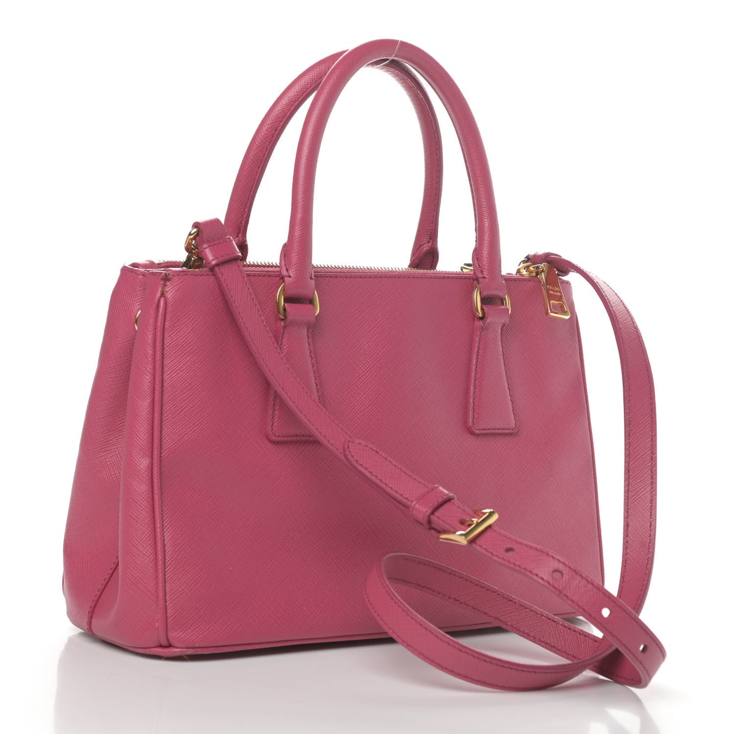 Saffiano Lux Small Galleria Double Zip Tote Fuxia
