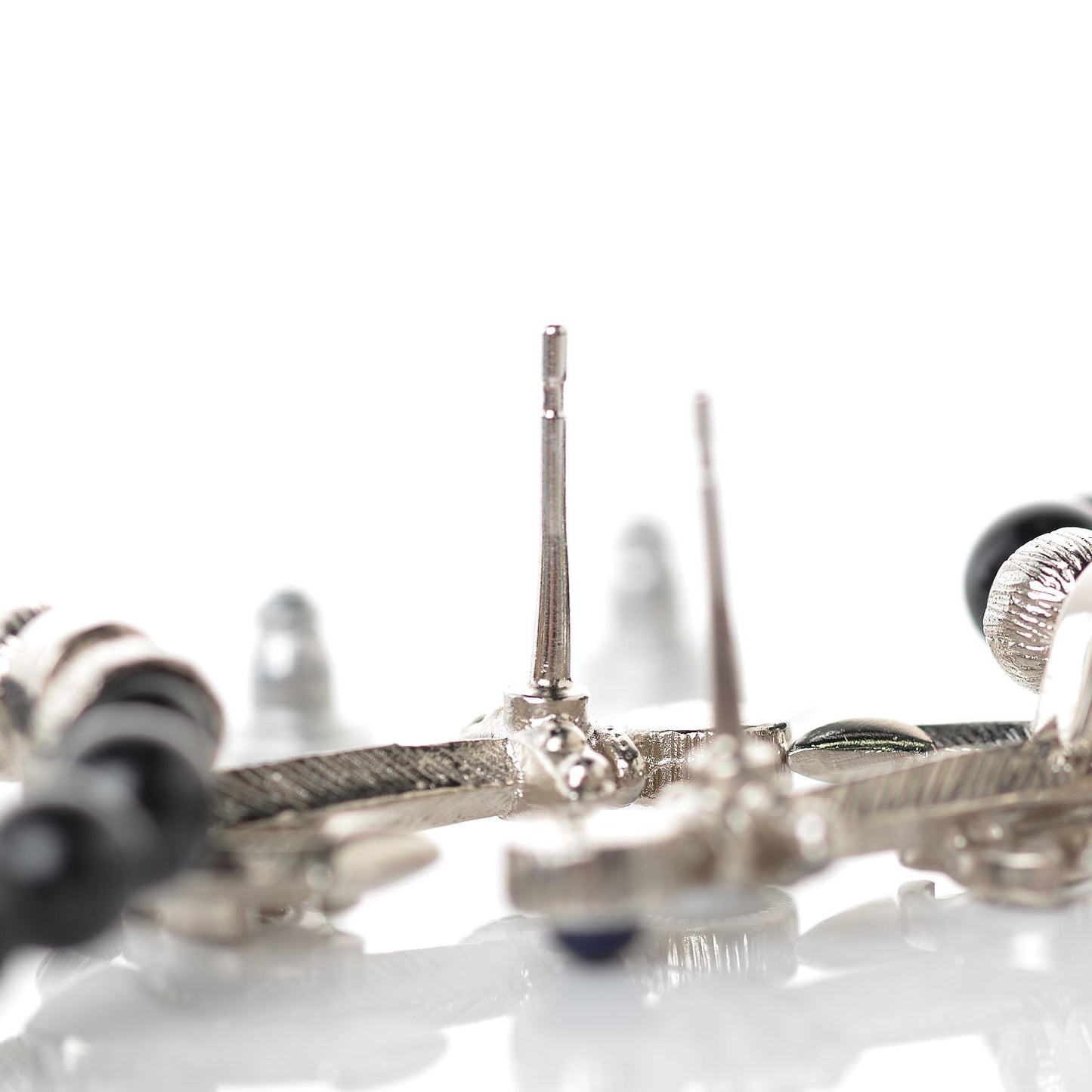 Beaded Crystal CC Anchor Drop Earrings Black