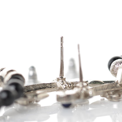 Chanel Beaded Crystal CC Anchor Drop Earrings Black 3 of 4