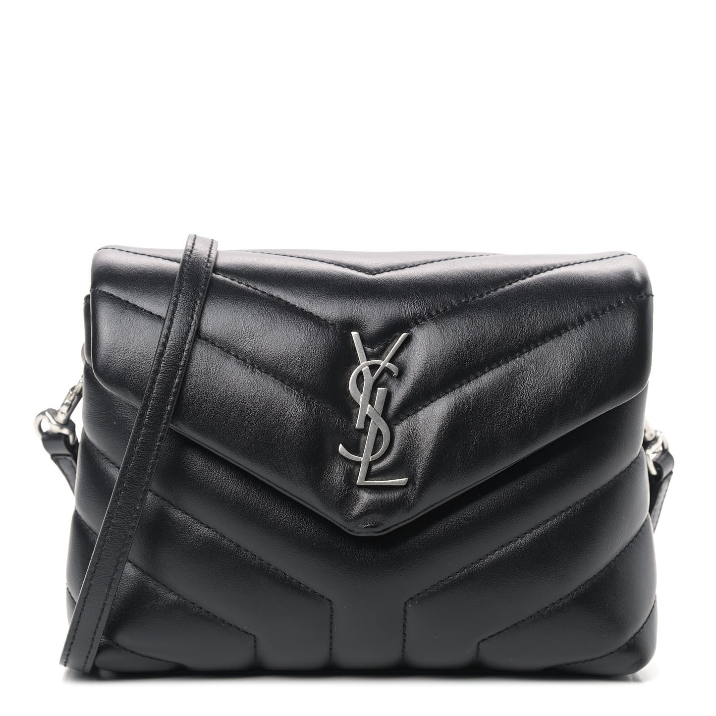 Calfskin Y Quilted Monogram Toy Loulou Crossbody Bag Black