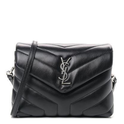 Saint Laurent Calfskin Y Quilted Monogram Toy Loulou Crossbody Bag Black 1 of 10