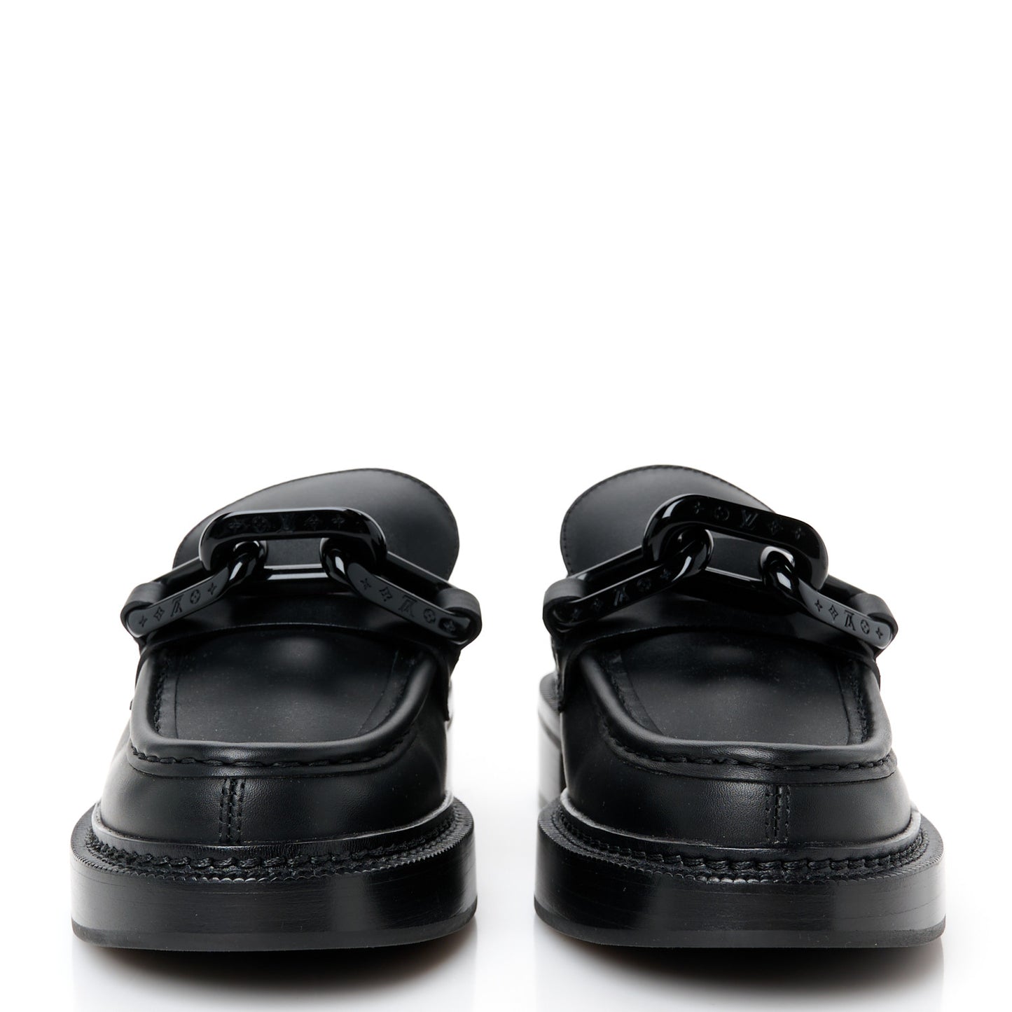 Calfskin Oversized Chain Academy Loafers 37 Black