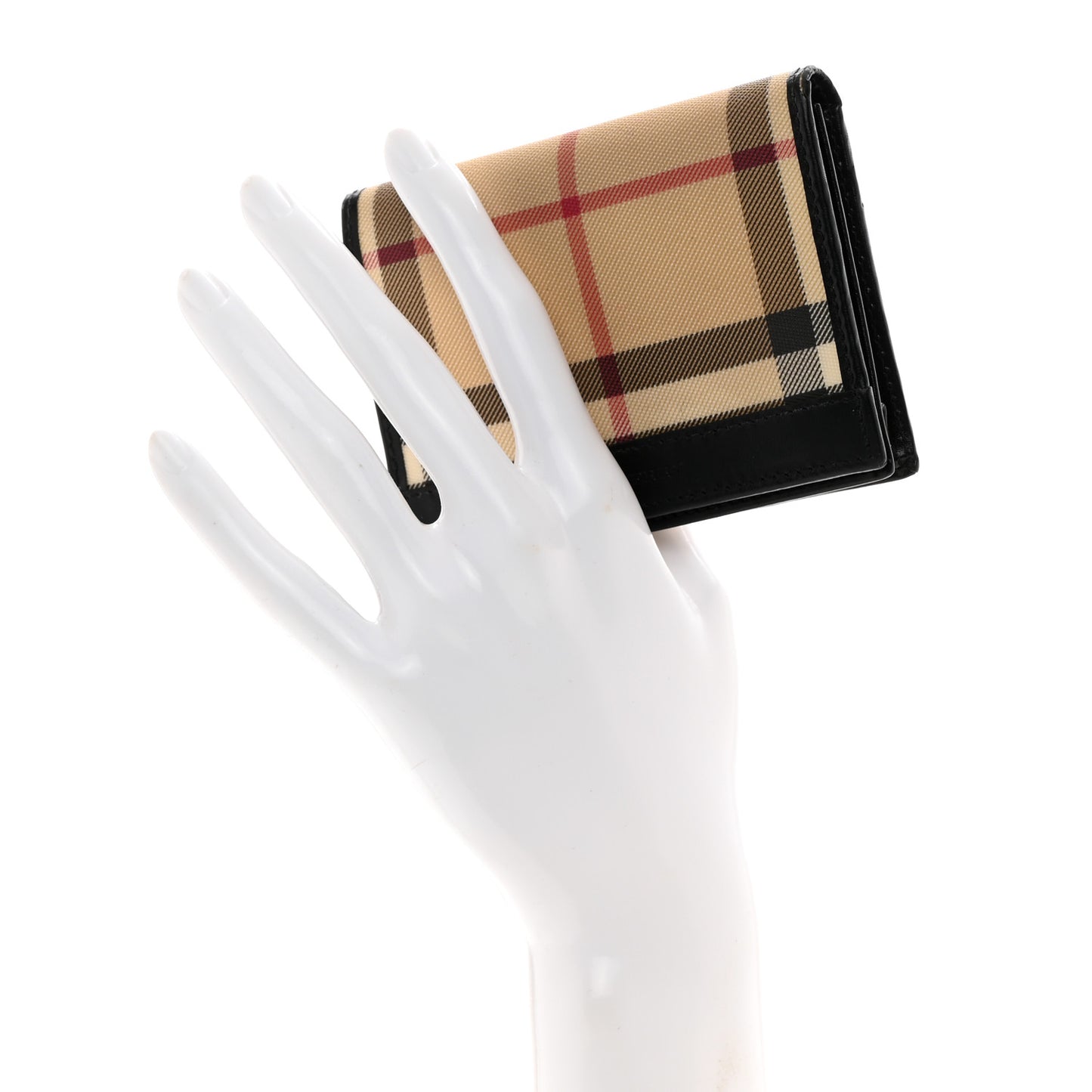Calfskin House Check Card Case Black