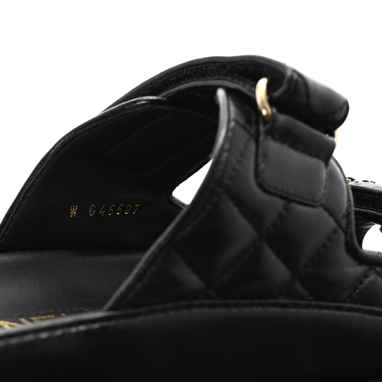 Chanel Lambskin Quilted Velcro Dad Chain CC Slide Sandals 36.5 Black 9 of 10