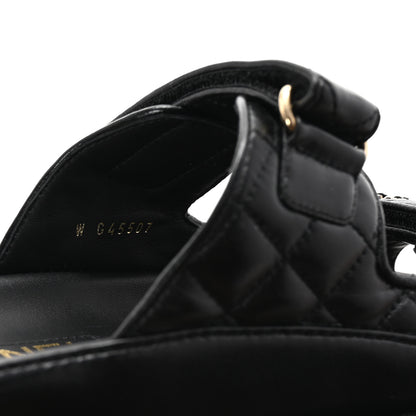 Chanel Lambskin Quilted Velcro Dad Chain CC Slide Sandals 36.5 Black 9 of 10