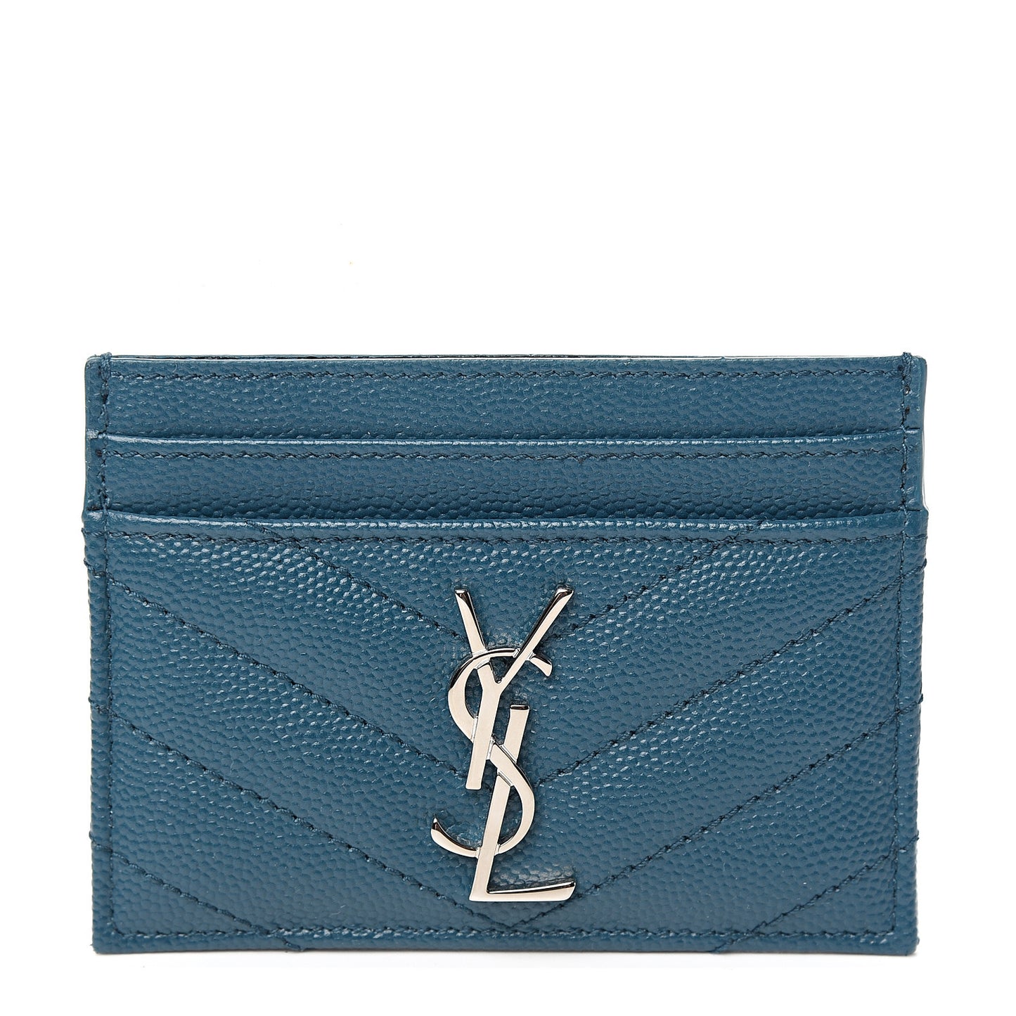 Grain De Poudre Matelasse Chevron Monogram Credit Card Case Peacock Green