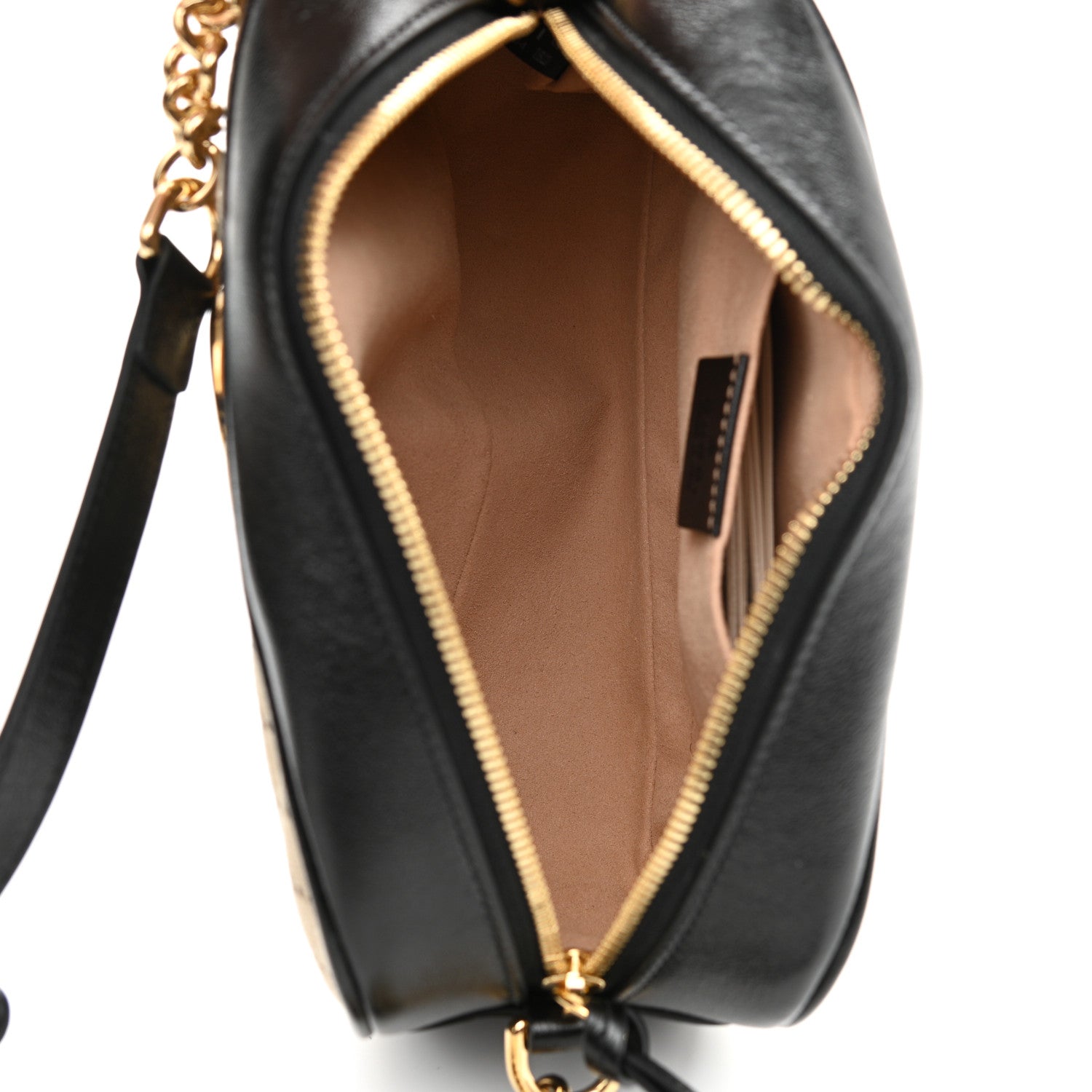 Gucci Monogram Matelasse Diagonal Small GG Marmont Chain Shoulder Bag Beige Black 5 of 10