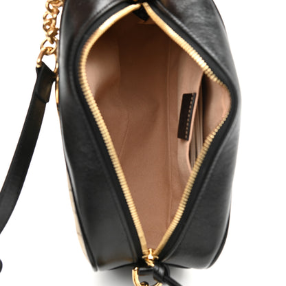 Gucci Monogram Matelasse Diagonal Small GG Marmont Chain Shoulder Bag Beige Black 5 of 10