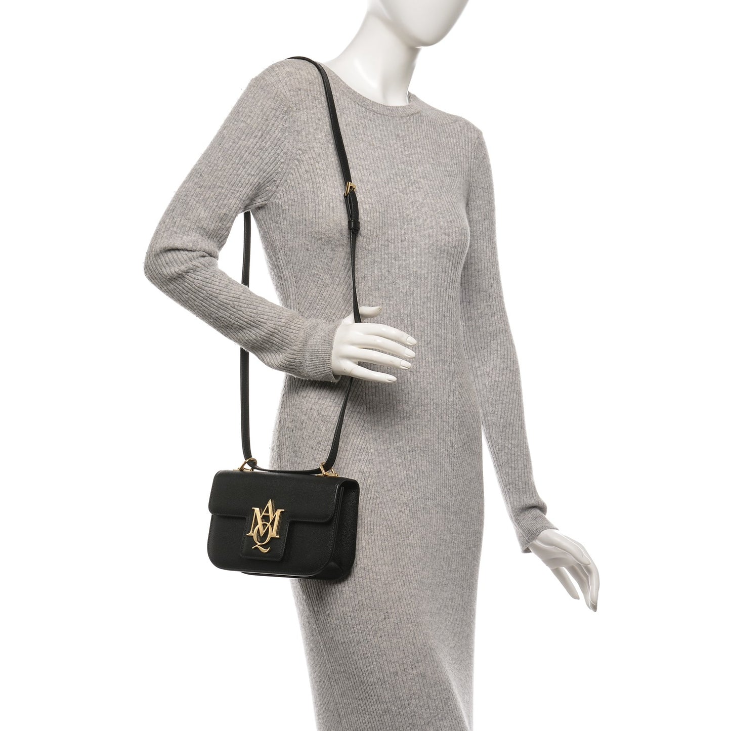 Grained Calfskin Small Insignia Flap Black