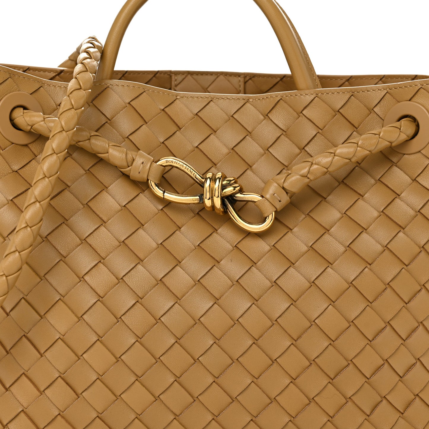 Nappa Intrecciato Medium Andiamo Shoulder Bag Dark Praline