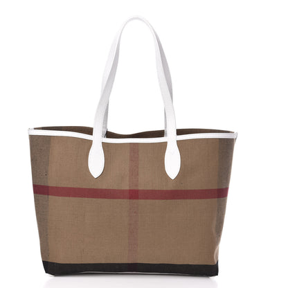 Burberry Coated Canvas Mega Check Medium Doodle Tote White 5 of 12