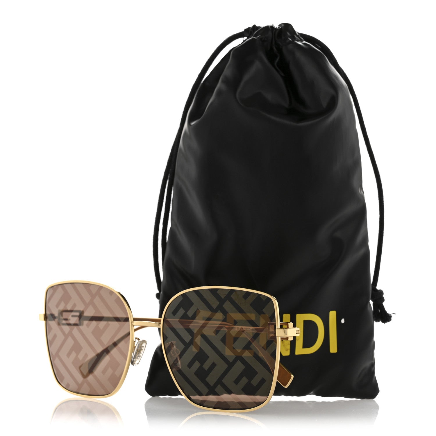 Fendi Metal Baguette Square Sunglasses FE40013U Gold Brown 8 of 8